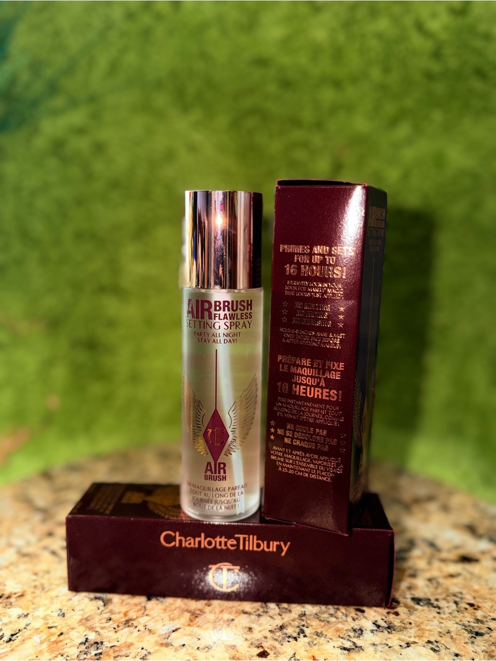 Charlotte Tilbury Airbrush Flawless Setting Spray - Rose Gold Cap, Burgundy Box